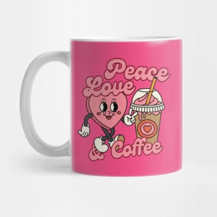 Peace Love And Coffee Cup Retro Valentine Mug